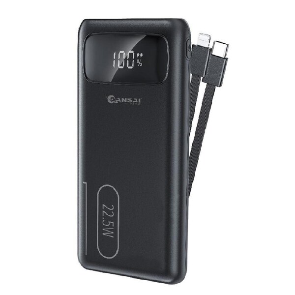 Sansai Power Bank 10000mAh 22.5W PD & QC w/ LED Display 14x7 cm Assorted