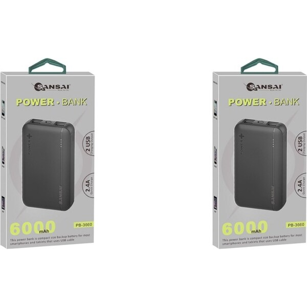 2x Sansai Power Bank Compact USB-C 6000mAh 22.5W w/ Kickstand 11x7 cm Assorted
