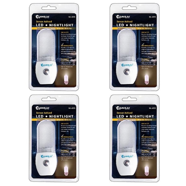 4x Sansai Auto Sensor LED Portable Night Warm Light 10,000mAh 14x7 cm White