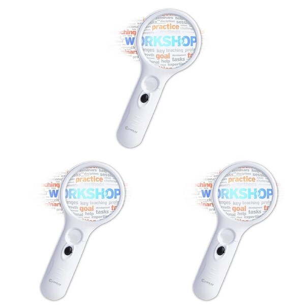 3x Sansai 3x LED Portable Magnifying Glass Energy-Efficient 11x8 cm White