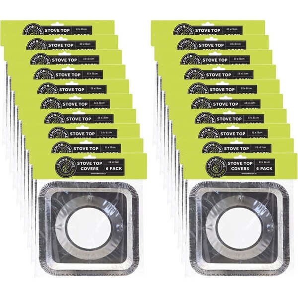 20x 6pc Lemon Lime Aluminium Foil Kitchen Stove Top Covers Protector Silver