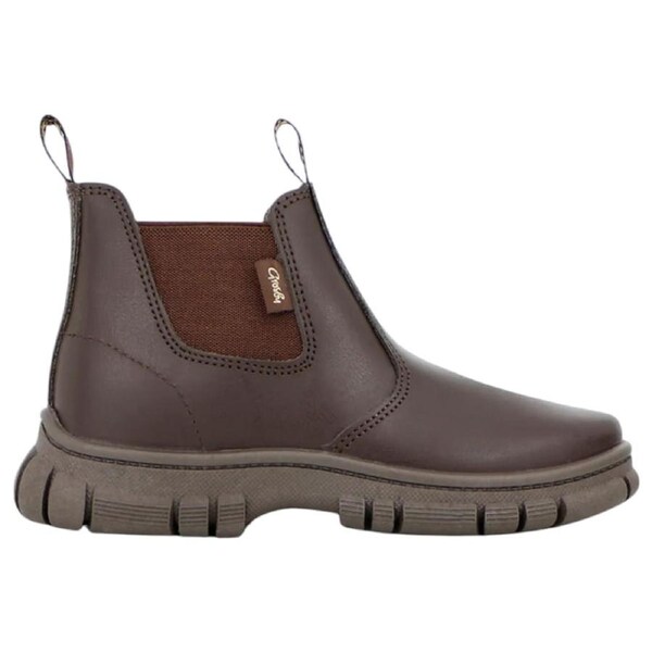 New Grosby Ranch Boots Brown Toddler Infant Boys Kids Leather Slip On Shoes Brown / 6 UK