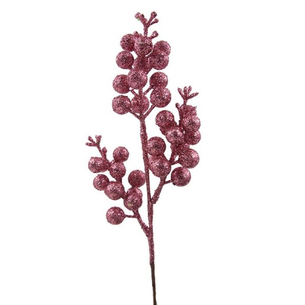 Magenta Berry Glitter Stem 20cm