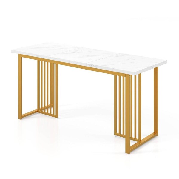 Costway Modern Dining Table 160 CM Dining Room Table Rectangular Kitchen Table White