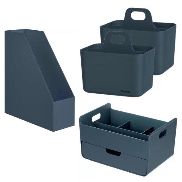 4 Piece Office Organiser Set Desk Storage Tray File Organizer Container Desktop