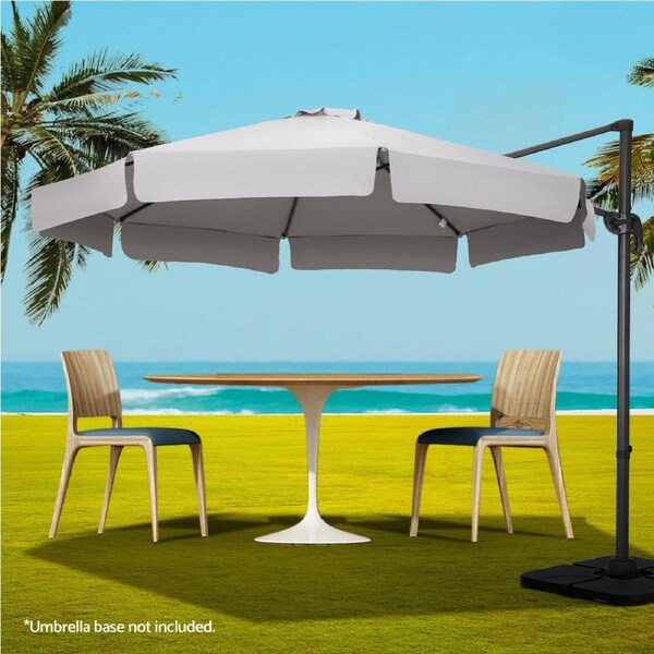 InstaHut 3m Outdoor Umbrella Cantilever 360 Degree Tilt Beach Roma Grey