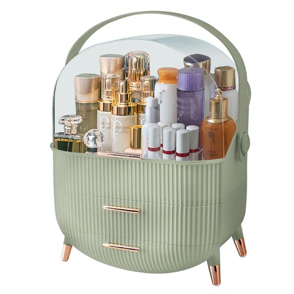 KIISS Makeup Organizer Drawer Cosmetic Carry Case Storage Box Jewellery Holder Stand-Light Green