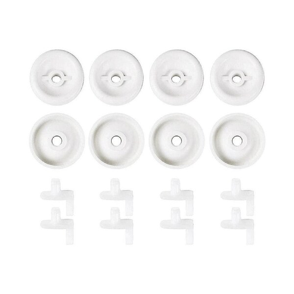 8 Pack Wd12x271 Replacement Dishwasher Dishrack Rollers and Studs - Lower Rack
