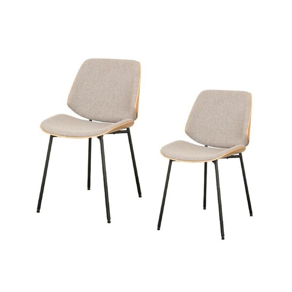 Brosa Dining Chair Set of 2 - Ivory Upholstered Chairs with Metal Frame for Modern Dining Room