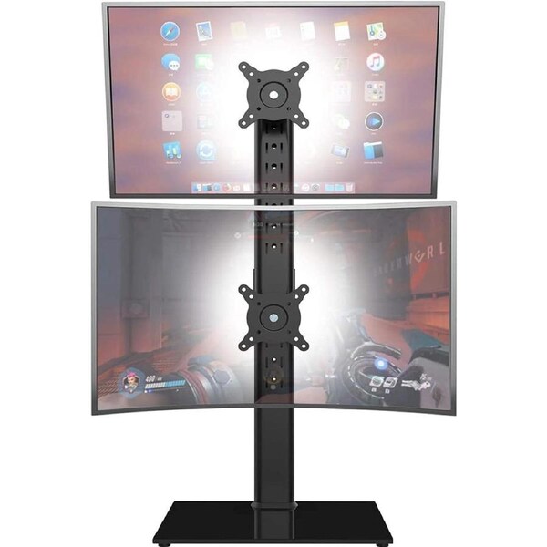 Vertical Dual Monitor Stand for 13-34 Screens - Swivel, Tilt, Height Adjustable