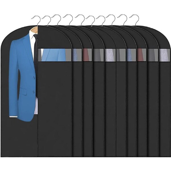 10-Pack 60x100cm Black Garment Bags for Travel and Closet Storage