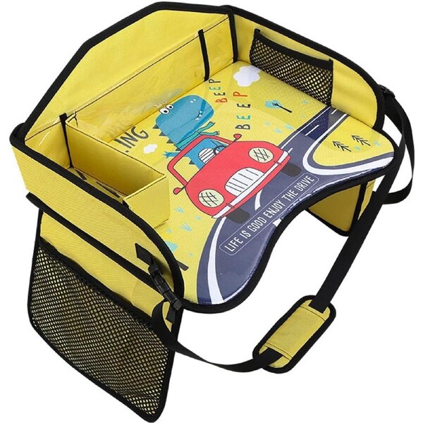Kids Travel Tray for Toddler Car Seat - Large Ipad Holder, Yellow