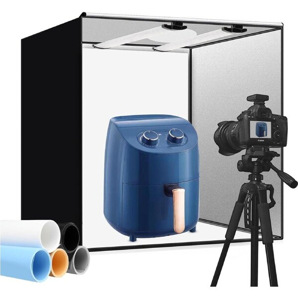 Portable Photo Studio Box with LED Lights & Backdrops - 24x24x24 Inches