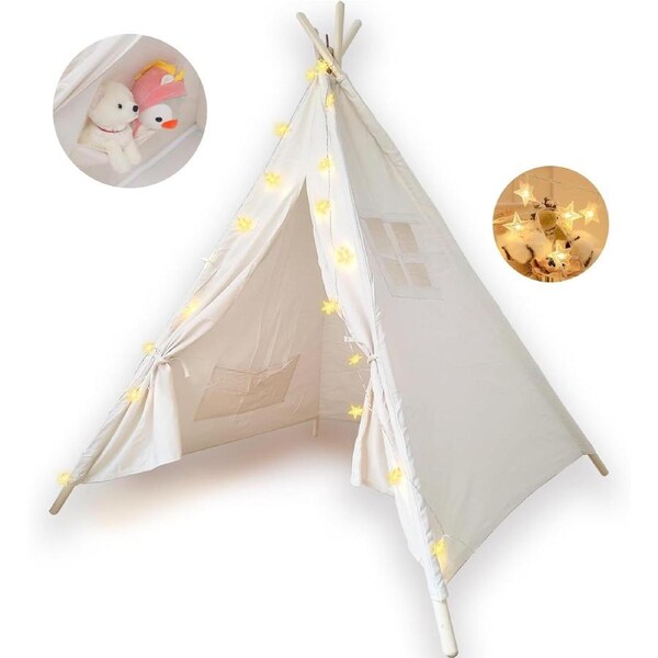 Kids Teepee Tent for Boys and Girls - Canvas Child Tent for Indoor Play