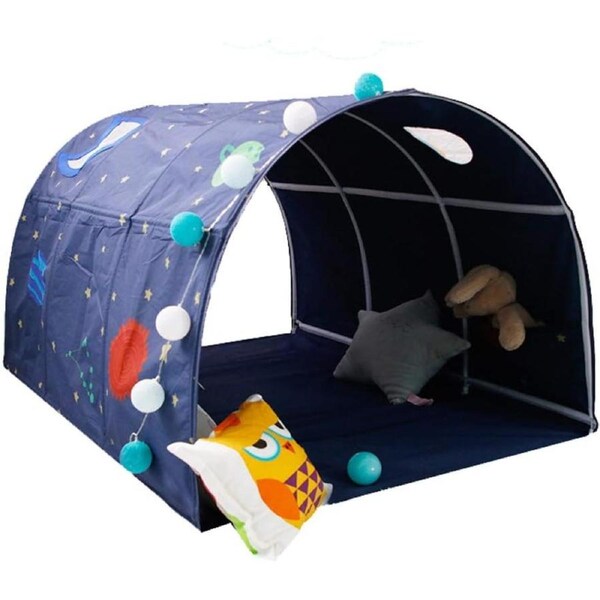 Children's Cabin Bed Tunnel Tent for Loft Bunk Beds - 90-100cm Width, Pop Up Canopy, Blue