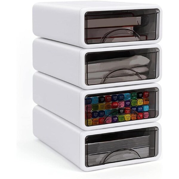 Stackable Desk Storage Box for Stationery Supplies - 4PCS
