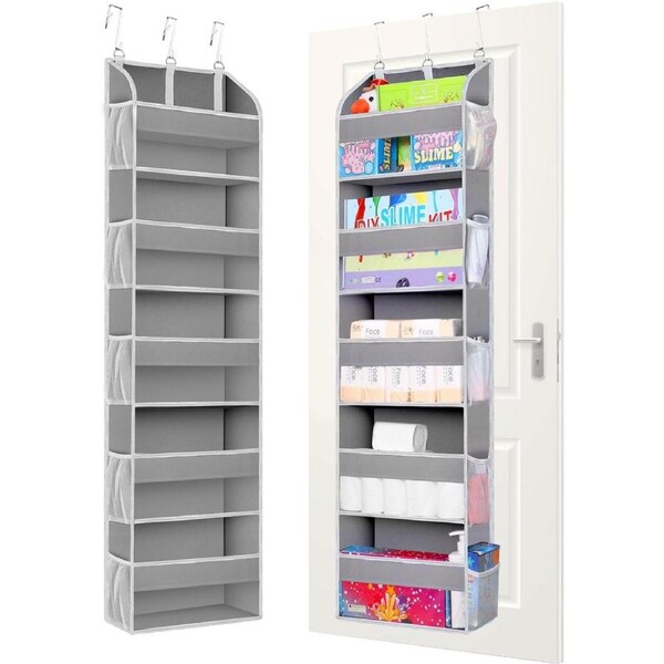 1 Pack Over Door Storage Organizer with 5 Pockets and 10 Mesh Side Pockets
