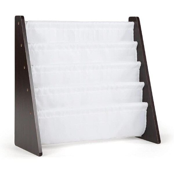 Espresso Kids Bookcase 4 Tier Book Storage Bookshelf in Espresso/White