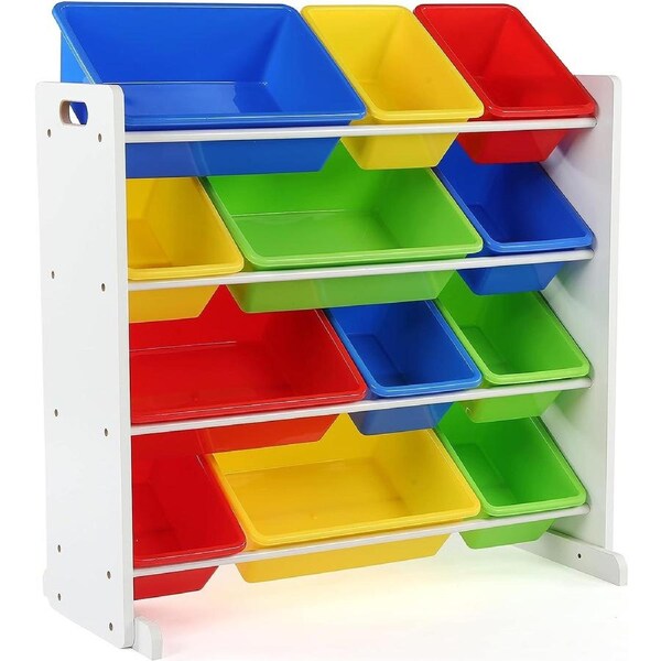 Tot Tutors Toy Storage Organizer with 12 Bins - White/Primary