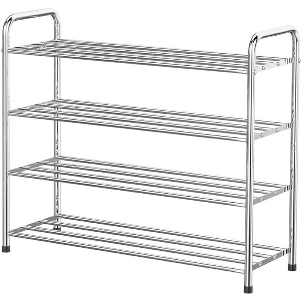 Stainless Steel Shoe Rack - Holds 12 Pairs - 68x26x65cm - Silver