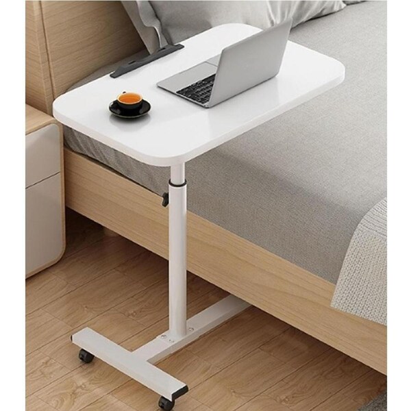 Adjustable Mobile Overbed Table with Wheels and Shelf for Home Office