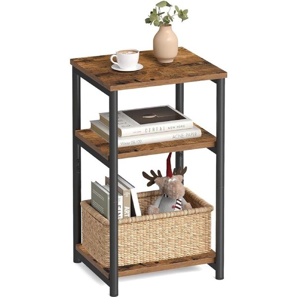 Vintage Brown Storage Shelf Side Table