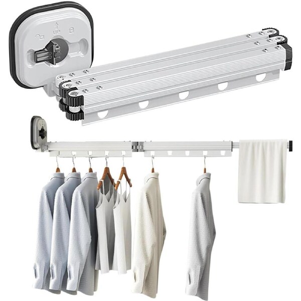 Wall Mounted Suction Cup Clothes Drying Rack - 22 lb Capacity