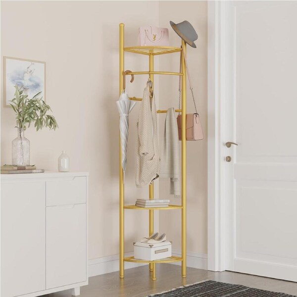 Metal Clothes Rack with Storage Shelf - Free Standing Garment Rack for Hanging Clothes