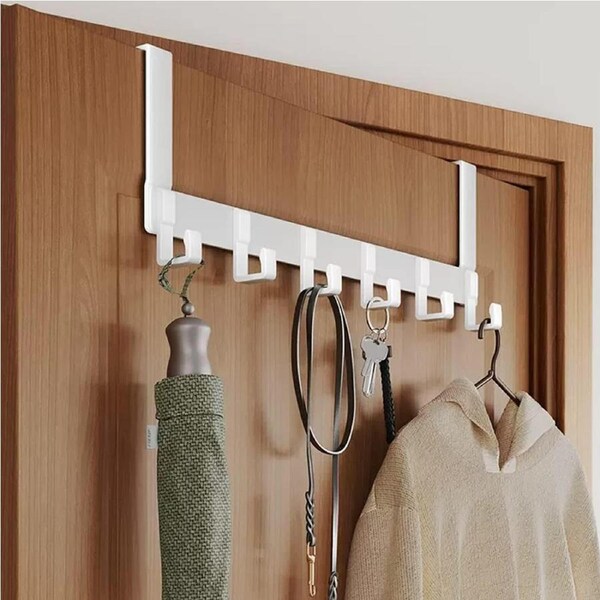 Over Door Hooks Coat Rack with 6 Hooks for Hanging Clothes