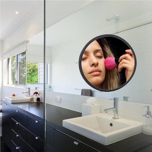 Shower Mirror for Shaving Wall-Mounted with Silicone Grip - Black Bathroom Makeup Mirror