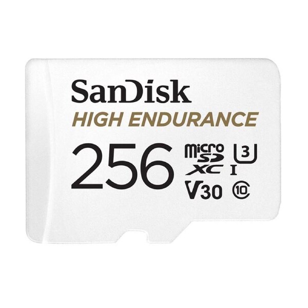 SanDisk High Endurance 256GB microSD 100MB/s 40MB/s 20K hrs 4K UHD C10 U3 V30 -40C to 85C Heat Freeze Shock Temperature Water X-ray Proof SD Adapter SDSQQNR-256G-GN6IA