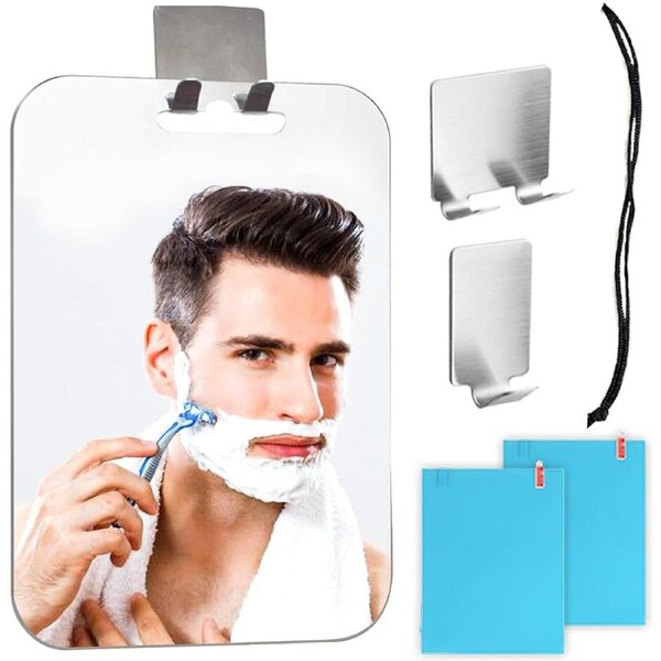 Extra Large Fogless Shower Mirror 25x18CM with Razor Hooks & Updated PET Film