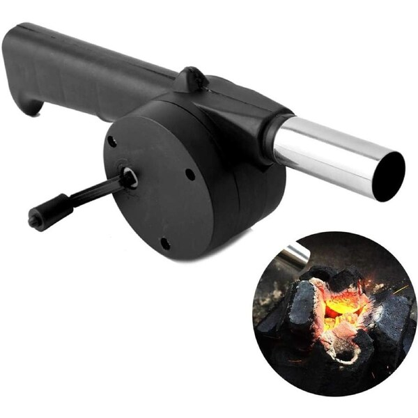 Portable BBQ Fan Air Blower for Fast Fire Starting and Outdoor Cooking - Mini Hand Crank