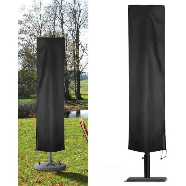 Waterproof Patio Umbrella Cover with Zipper - Black 210D Oxford Fabric