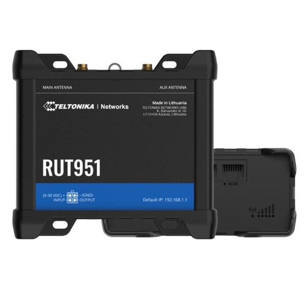 Teltonika RUT951 Industrial Cellular Router, 4G LTE (Cat 4), Dual SIM,WI-FI, Automatic WAN Failover, PSU included RUT951600600