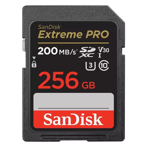 SanDisk 256GB Extreme PRO Memory Card 200MB/s Full HD 4K UHD Class 30 Speed Shock Proof Temperature Proof Water Proof X-ray Proof Digital Camera SDSDXXD-256G-GN4IN