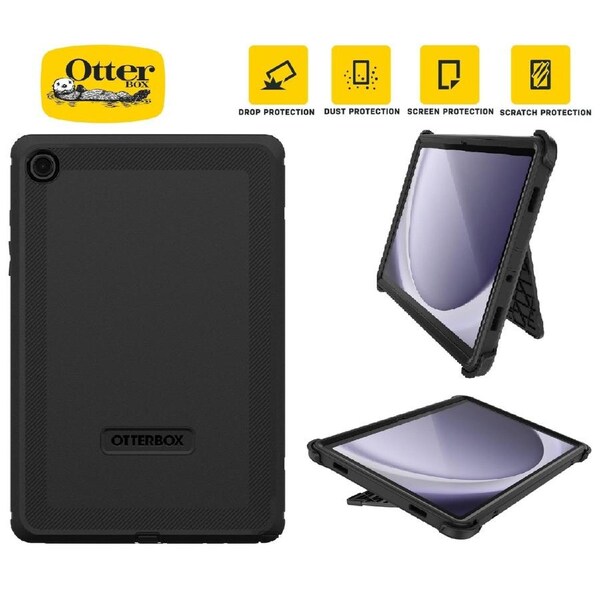 OtterBox Defender Samsung Galaxy Tab A9+ (11') Case -Black(77-95006),DROP+ 2X Military Standard,Multi-Layer,Built-in-Screen Protector,7 Years Warranty 77-95006