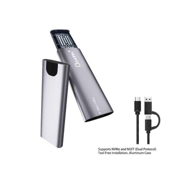 Oxhorn USB C 3.2 Gen 2 M.2 Enclosure NVMe NGFF (Dual Protocol) Support M key M.2 STAT M.2 NVMe SSD up to 4TB Macs Windows USB-C USB-A 2 YR WTY UM-310