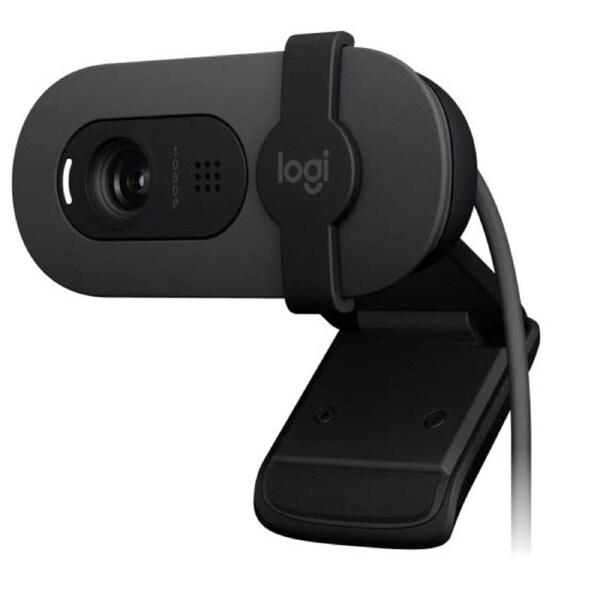 Logitech Brio100 Full HD 1080p webcam with auto-light balance, integrated privacy shutter, and built-in mic 960-001587