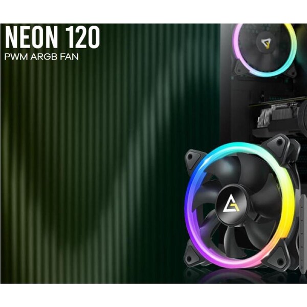 Antec Neon 12 ARGB with Full Spectrum ARGB Dual Spiral RGB lighting, Performance Heat dissipation, Hydraulic Bearing 12CM Case 4P PWM, 3 PIN, Case Fan Neon 120 ARGB