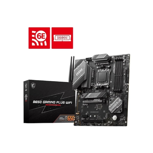 MSI MPG B650 GAMING PLUS WIFI AMD AM5 ATX Motherboard, 4x DDR5 ~192GB, 2x PCI-E x16, 1x PCI-E x1, 2x M.2, 4x SATA, 7x USB 3.2, 1x USB-C B650 GAMING PLUS WIFI