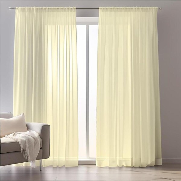 Yellow Sheer Curtains for Window Treatment - Set of 2 (132 x 240 cm)