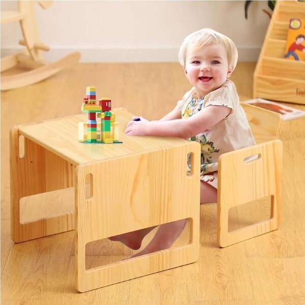 Montessori Weaning Table & Chair Set for Toddlers - Height Adjustable & CPC Certified