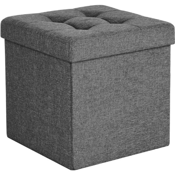 Folding Storage Ottoman Bench Foot Rest Stool 38cm Dark Gray