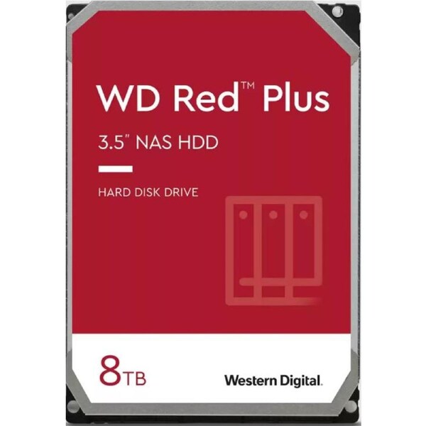 Western Digital WD Red Plus 8TB 3.5' NAS HDD SATA WD80EFPX 215MB/s 5640 RPM 256MB Cache 3-Year Limited Warranty WD80EFPX