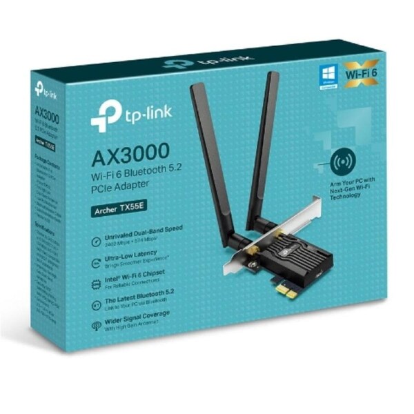 TP-Link Archer TX55E AX3000 Wi-Fi 6 Bluetooth 5.2 PCIe Adapter, 2402Mbps@5GHz, 574Mbps@2.4GHz Archer TX55E