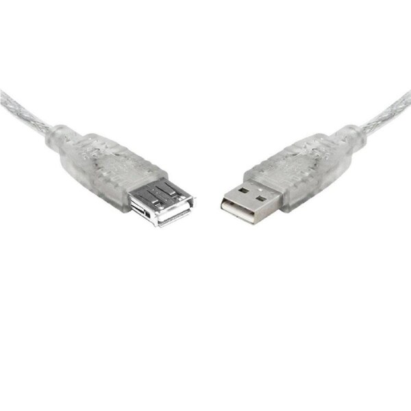 8Ware USB 2.0 Extension Cable 0.25m 25cm A to A Male to Female Transparent Metal Sheath Cable UC-2000AAE