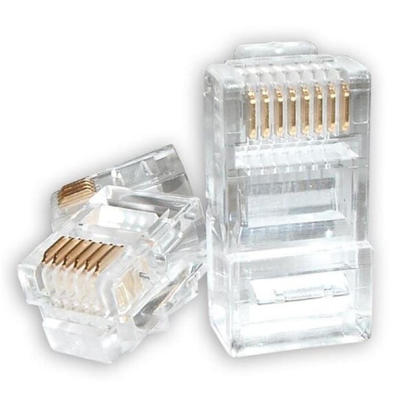 Astrotek RJ45 Jack Connector Modular Plug Crimp 8P8C CAT5e LAN Network Ethernet Head 2 Prong Blade 3u' Transparent (20/pack) AT-RJ45PLUG-5E