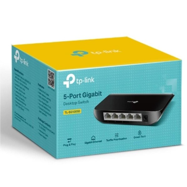 TP-Link TL-SG1005D 5-port Desktop Gigabit Switch, 5 10/100/1000M RJ45 ports, plastic case,Supports Auto MDI / MDIX TL-SG1005D