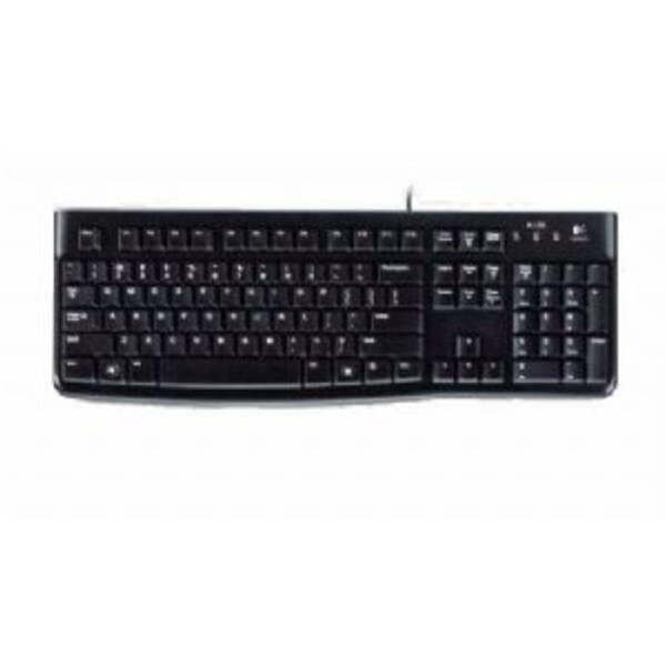Logitech K120 Wired Keyboard Quiet typing Spill-resistant Durable keys Thin profile Curved space bar Adjustable tilt legs 920-002582